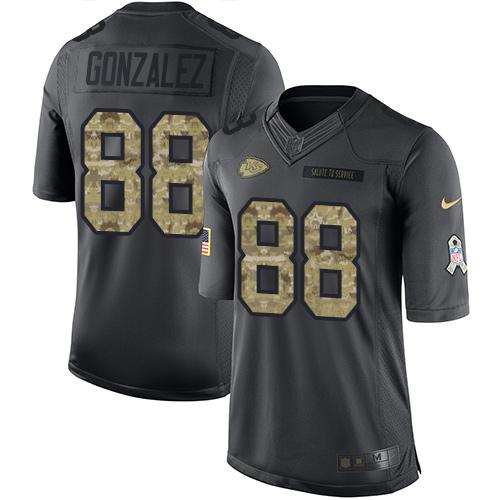 Nike Chiefs #88 Tony Gonzalez Black Men's Stitched NFL Limited 2016 Salute to Service Jersey - Click Image to Close
